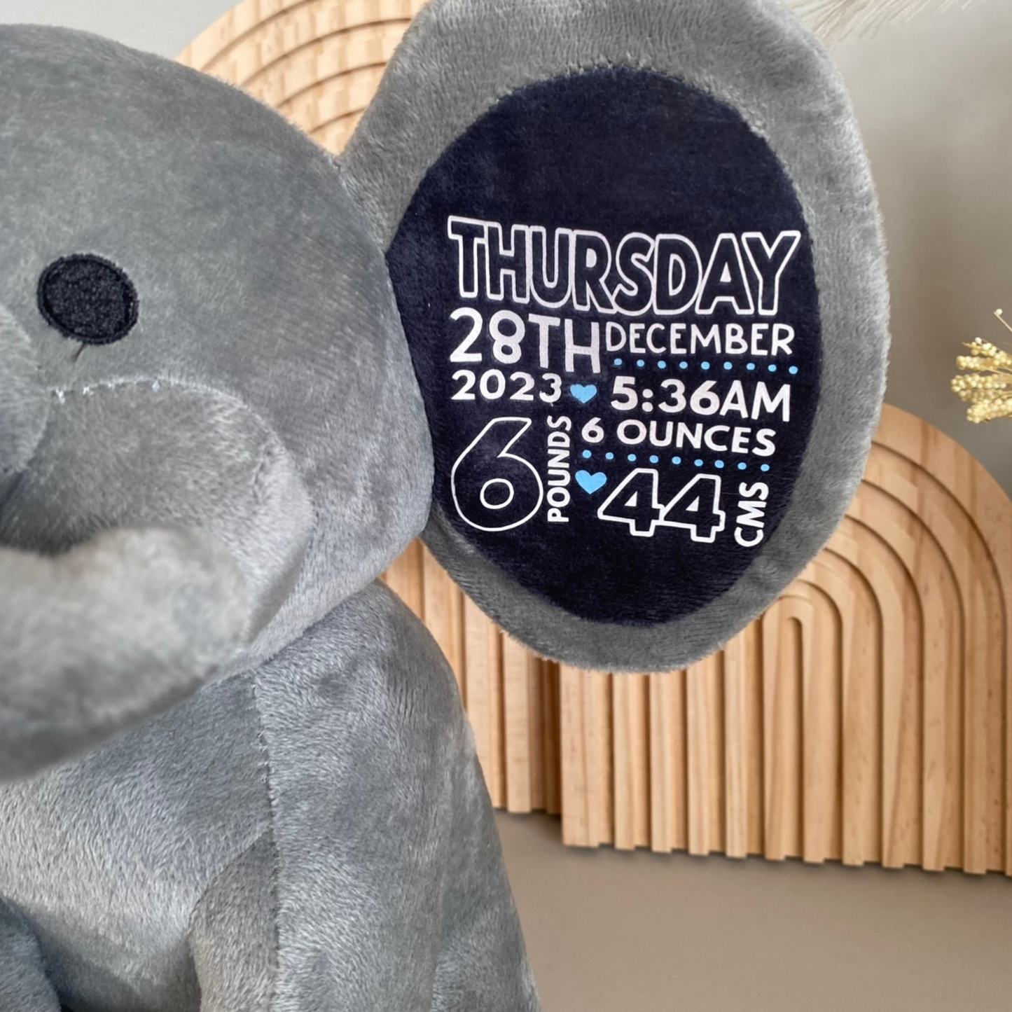 Personalised Elephant Birth Keepsake